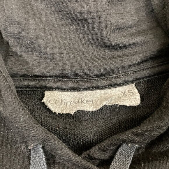 Icebreaker Hoodie Women's Size XS Black Crush Merino Wool Sweater Pullover - Picture 4 of 12